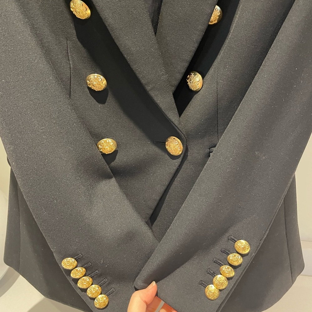 Veronica Beard Black Double-Breasted Blazer with Gold Buttons - Picture 8 of 16
